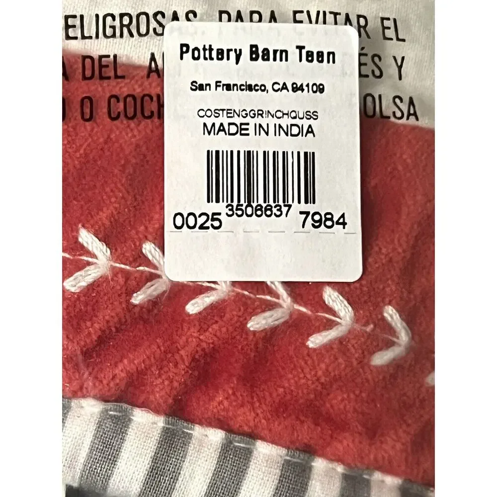 Pottery Barn Teen Grinch Quilted Pillow Sham STANDARD Dr. Seuss Bedding NWT